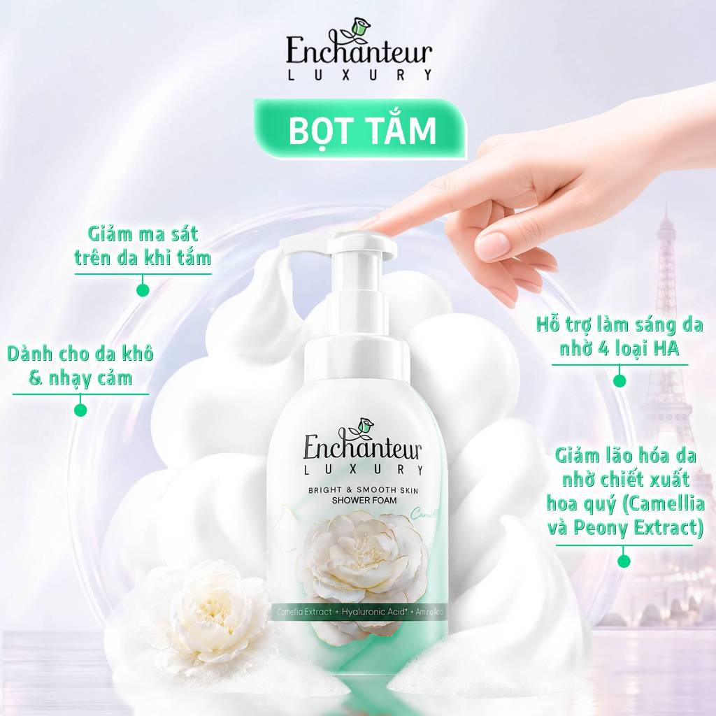 [SPD KOL x Enchanteur] Trải Nghiệm Tắm Cao Cấp Enchanteur Chiết Xuất Hoa Trà/ Mẫu Đơn + 4D Hyaluronic Acid 400ml-450ml