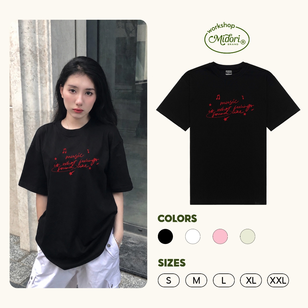 Áo Thun Form Rộng MUSIC Cao Cấp Nam Nữ Unisex Cotton Mặc Hằng Ngày Đi Chơi Hè | MI MIDORI