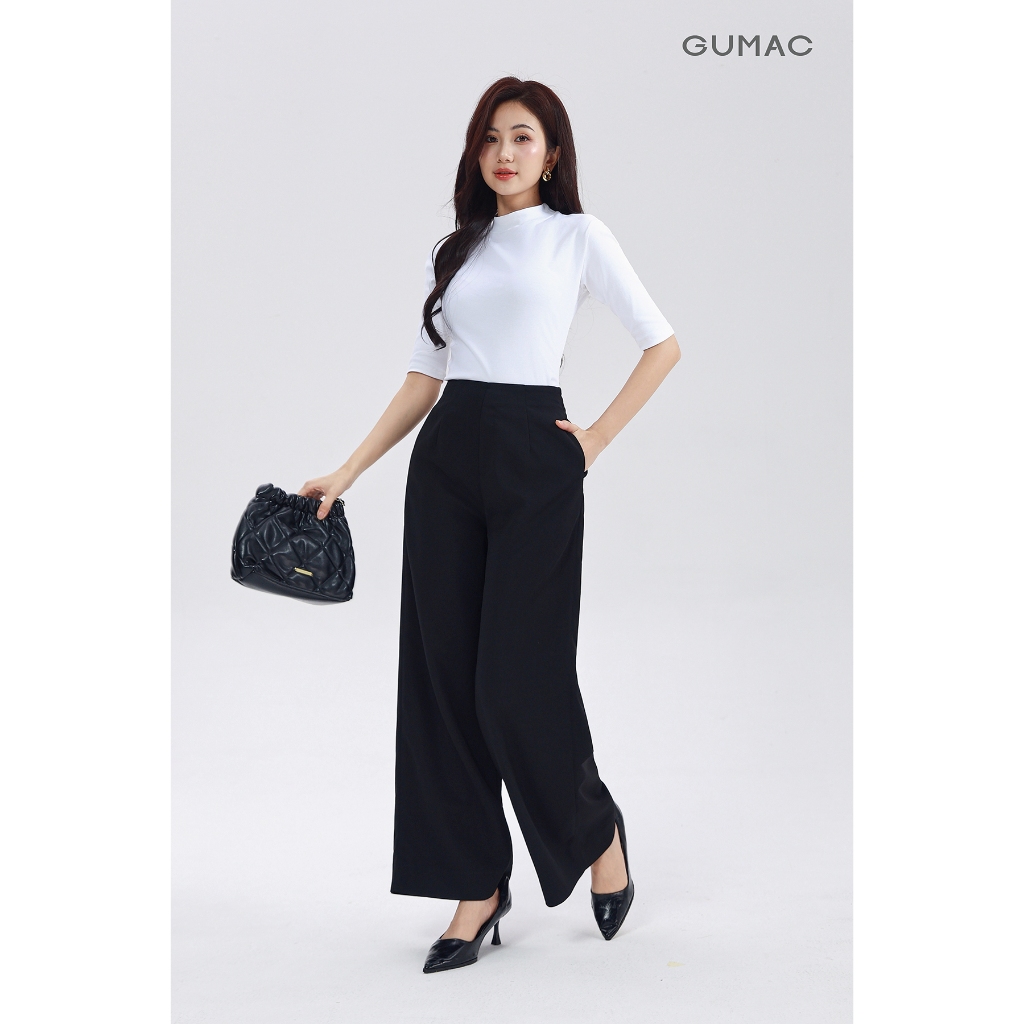 Quần Ống Rộng GUMAC Lưng Liền Chiết Ben Trước Sau Hai Túi Sườn Tiện Lợi Dễ Phối Đồ LQG05066