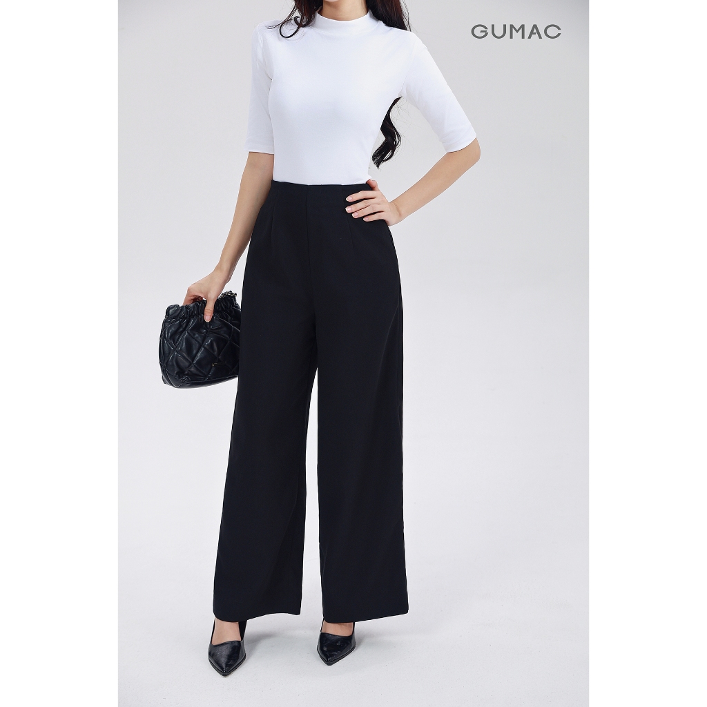Quần Ống Rộng GUMAC Lưng Liền Chiết Ben Trước Sau Hai Túi Sườn Tiện Lợi Dễ Phối Đồ LQG05066
