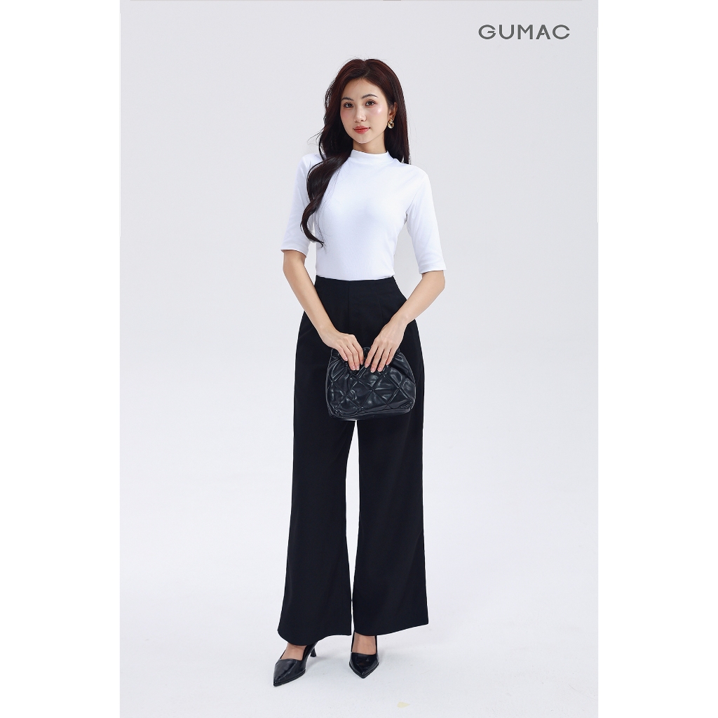 Quần Ống Rộng GUMAC Lưng Liền Chiết Ben Trước Sau Hai Túi Sườn Tiện Lợi Dễ Phối Đồ LQG05066