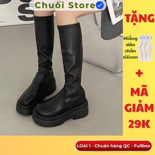 Giày boot nữ da PU tổng hợp dệt vải đế cao su phong cách cá tính năng động trẻ trung