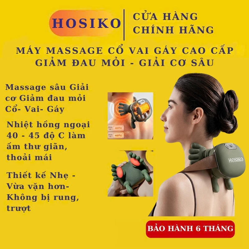 Máy Massage Cổ Vai Gáy HOSIKO N8 Siêu Nhẹ 0.76kg Nhỏ Gọn, Nhiệt Hồng Ngoại, Giảm Đau Mỏi Hiệu Quả Như Bàn Tay Chuyên Gia — ảnh 1