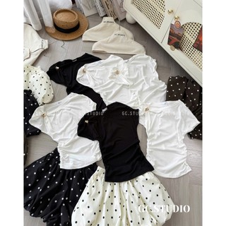PHẠM THÙY SHOP: SET ÁO LỆCH VAI MIX CHÂN VÁY BÍ ẢNH THẬT
