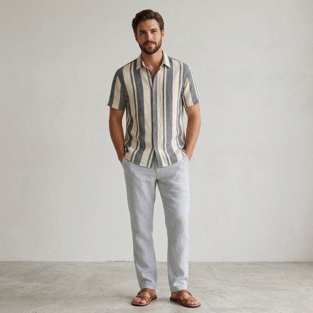 VẢI LINEN TƯNG KẺ - MAY VÁY, CHÂN VÁY, QUẦN ỐNG RỘNG, SƠ MI...