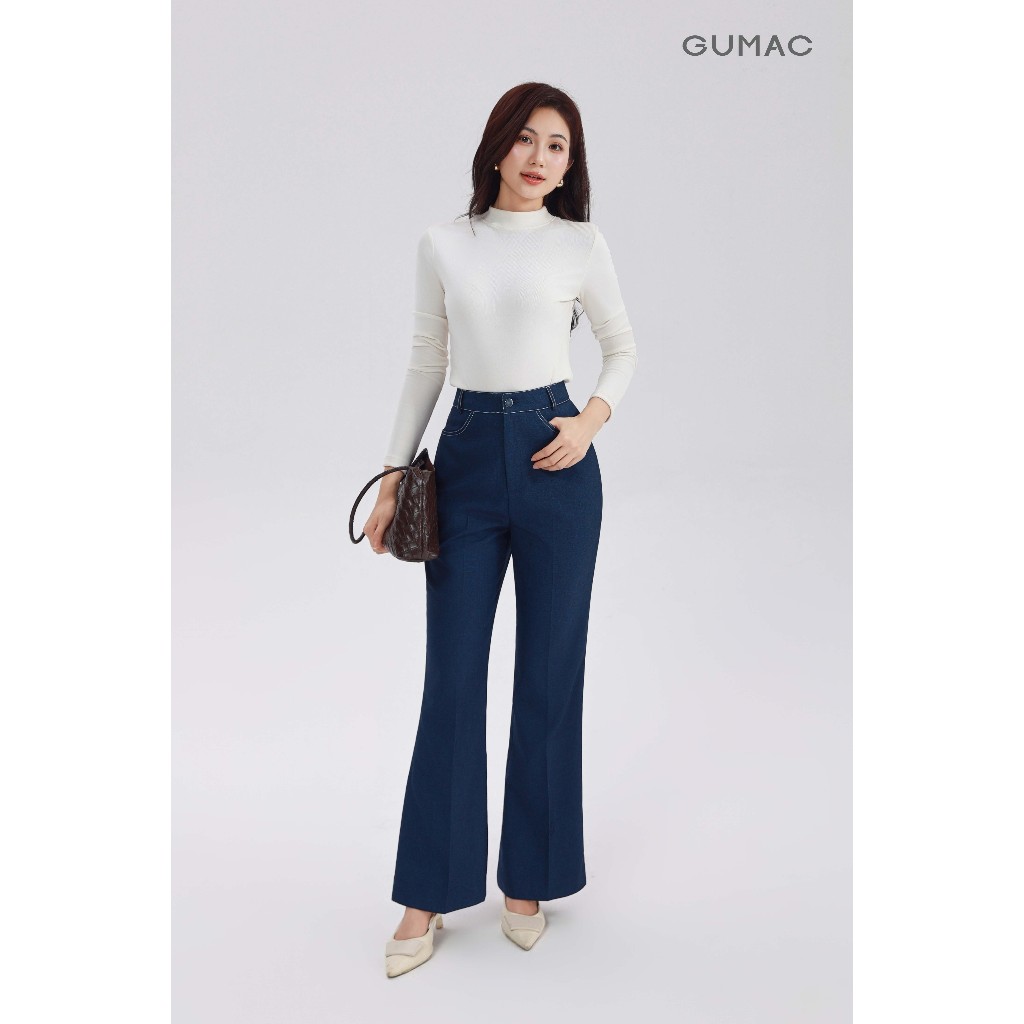 Áo Thun Nữ Tay Dài GUMAC Form Ôm Cổ Cao Chất Vải Mềm Mịn Co Giãn Tôn Dáng LATE0927