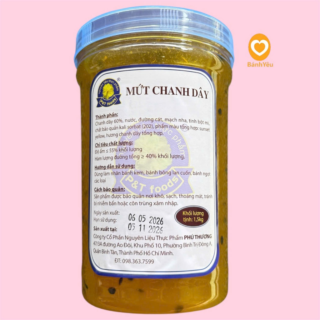 Nhân mứt Khóm, Mứt Dâu, Mứt Việt Quất (có xác trái cây) Phú Thương hủ 1.5kg làm nhân bánh kem, bánh ngọt