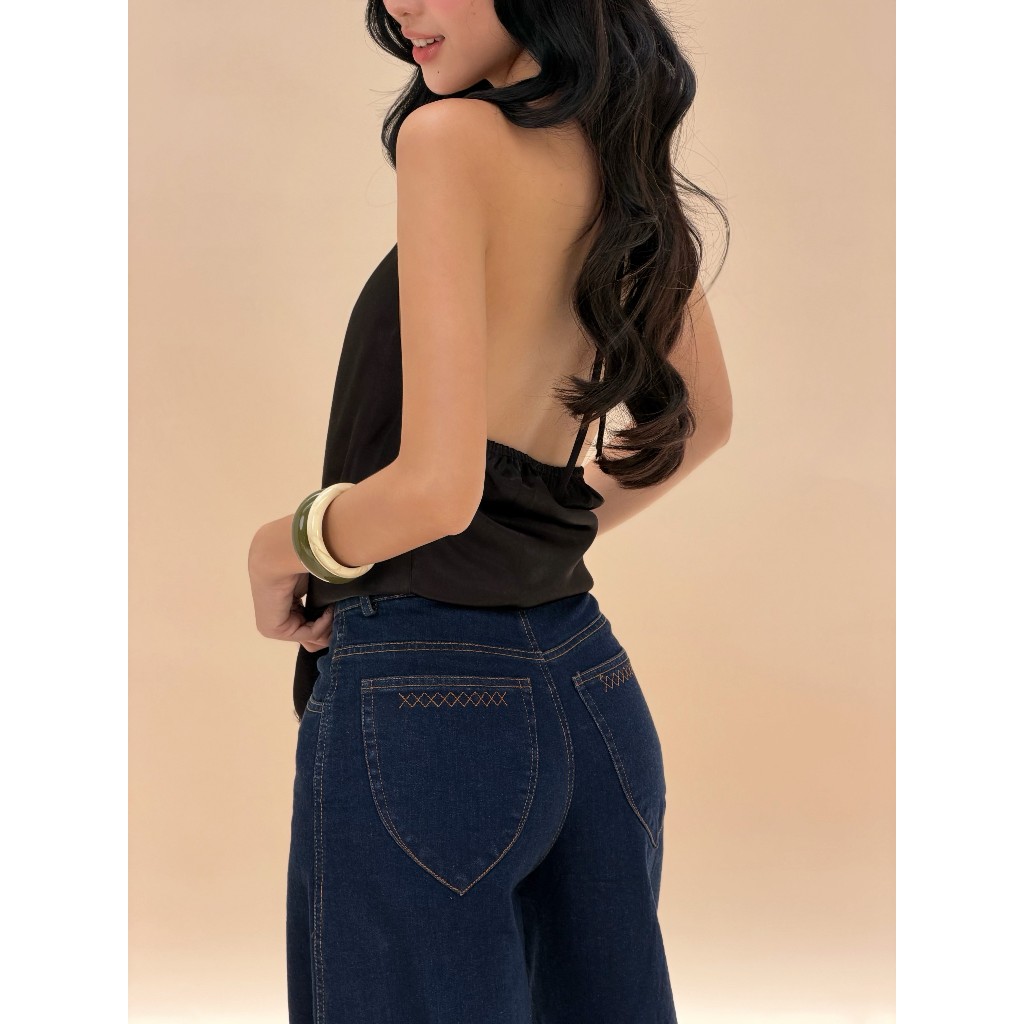 Áo hai dây lụa cổ đổ phối ren Alami Miều Est.2013 lụa satin khoét lưng quyến rũ thời trang nữ
