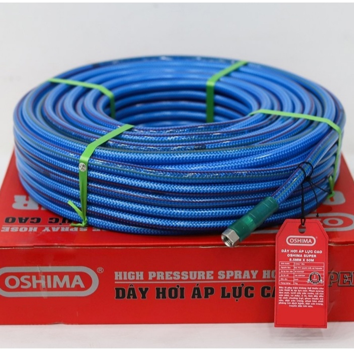 Dây Xịt Áp Lực 3 lớp Oshima Super 8.5mm x 50m - Áp lực tối đa 330kg - Đầu Nối Nhanh - 1 đổi 1 12 tháng