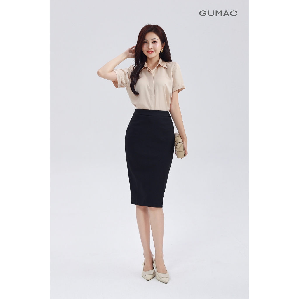 Chân Váy Bút Chì Nữ GUMAC Thun Co Giãn Form Ôm Dáng Basic Công Sở  BVE00010