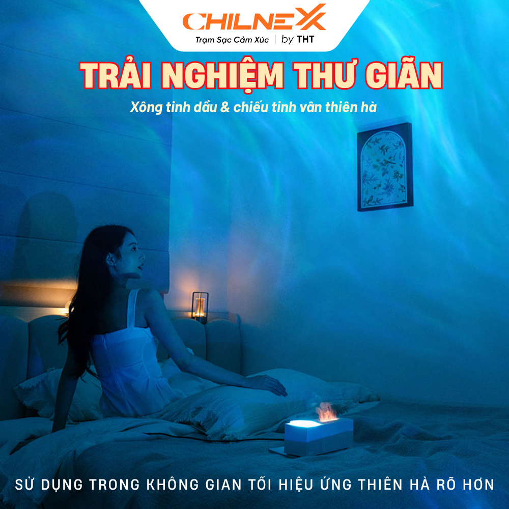 Máy xông thiên hà A2 CHILNEXX[02] máy khếch tán tinh dầu đèn thiên hà decor chill Làm đèn ngủ hẹn giờ quà tặng cao cấp