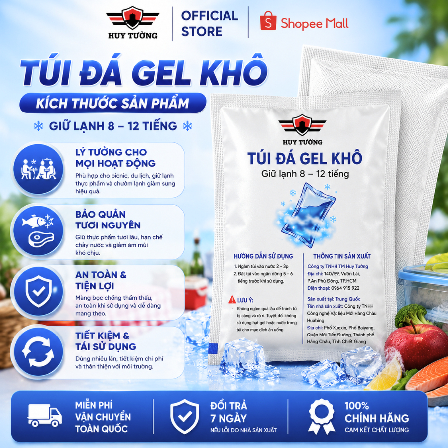Combo 50 Túi Đá Gel Khô 550ml Giữ Lạnh 8–12 Tiếng, Tái Sử Dụng Nhiều Lần, Dùng Cho Thực Phẩm, Y Tế,.