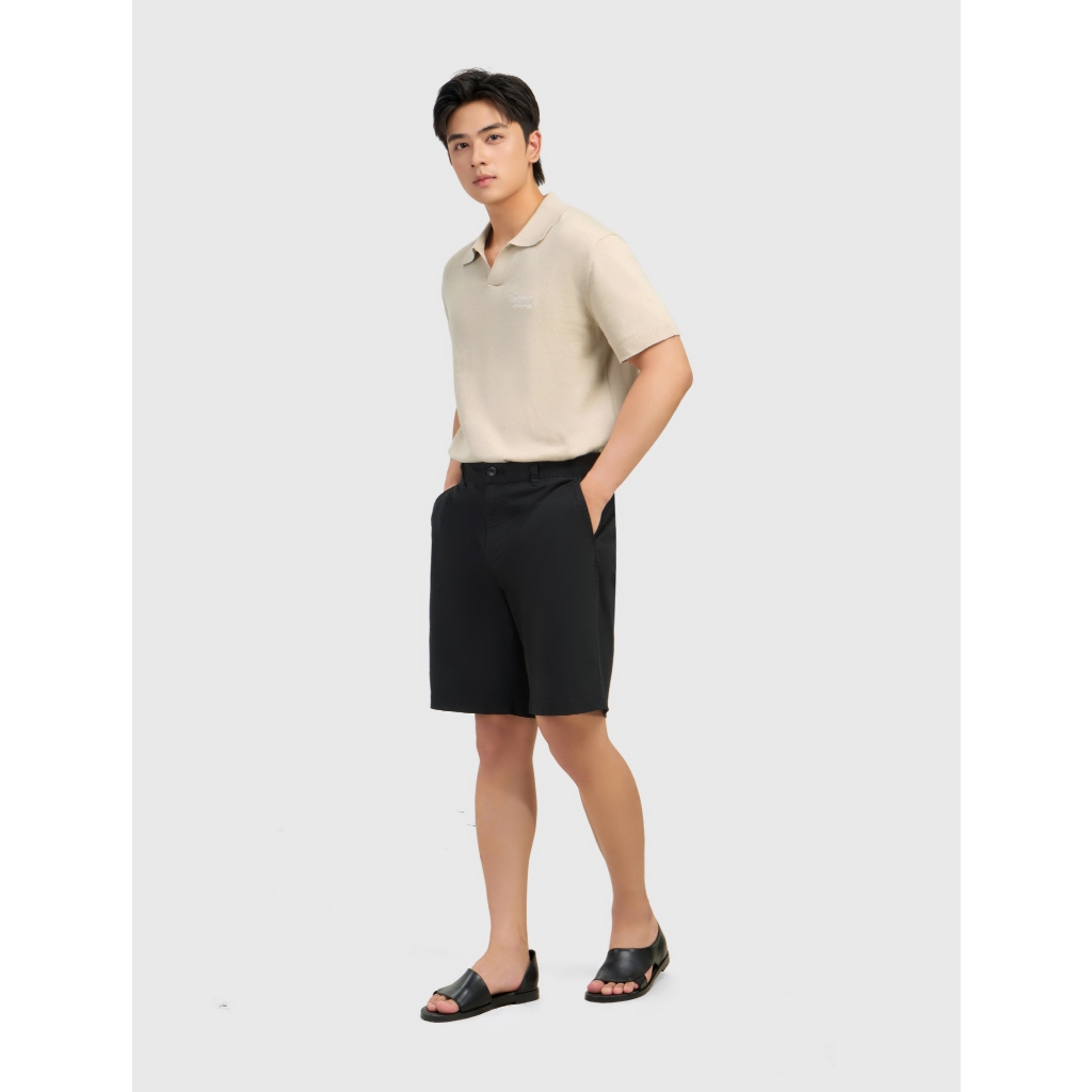 Áo len nam CANIFA cô polo ngắn tay cotton linen dáng rộng 8TE26C001