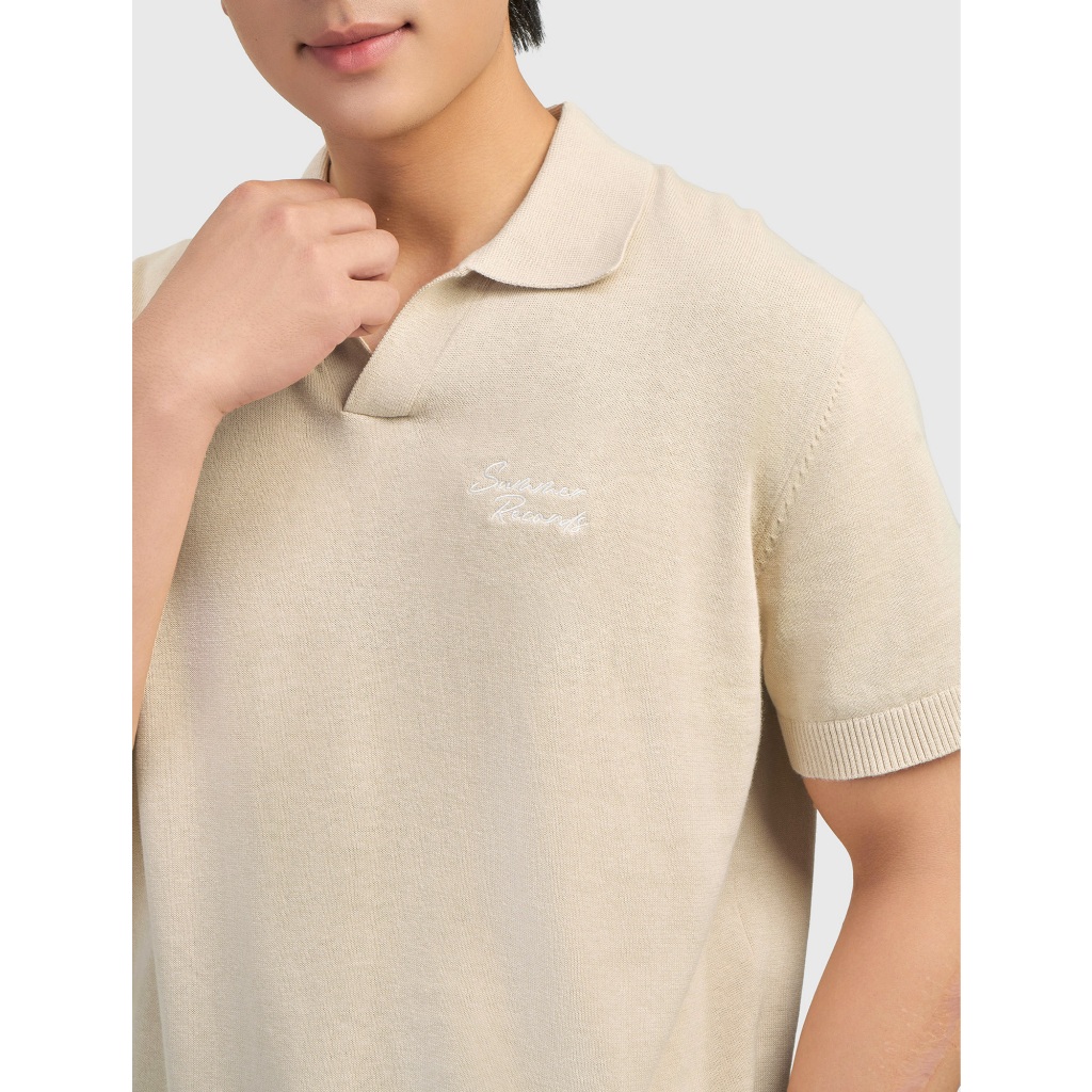 Áo len nam CANIFA cô polo ngắn tay cotton linen dáng rộng 8TE26C001