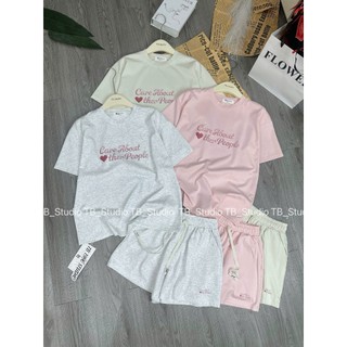 PHẠM THÙY SHOP: SET BỘ CHẤT COTTON NHẬT THÊU CHỮ CARE ABOUT