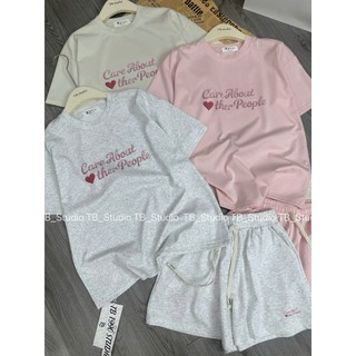 PHẠM THÙY SHOP: SET BỘ CHẤT COTTON NHẬT THÊU CHỮ CARE ABOUT