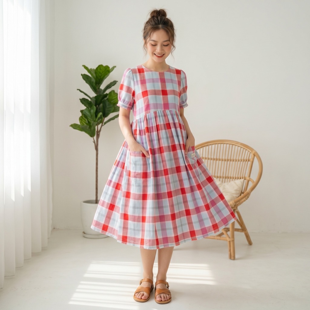 VẢI THÔ KẺ 100% COTTON - MAY VÁY, BỘ, SƠ MI, ĐỒ TRẺ EM...