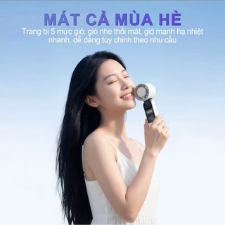 Quạt Cầm Tay Turbo Fan K8 Sò Lạnh Cực Mát 199 Cấp Độ Gió Pin 5000mAh Tích Điện Có Đèn Pin