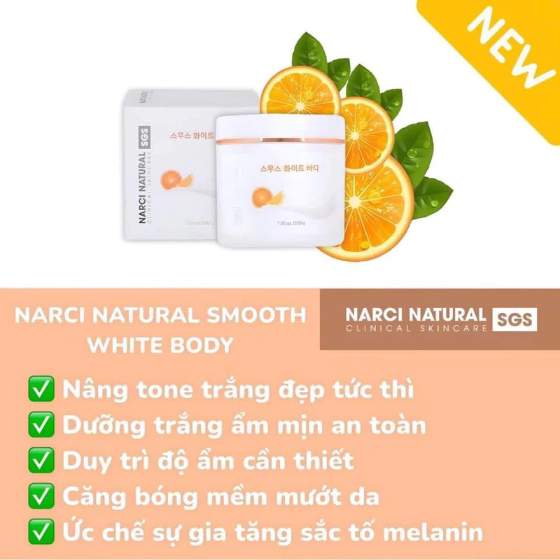 Kem Dưỡng Trắng Da Body Narci Natural Smooth White - Ever Queen