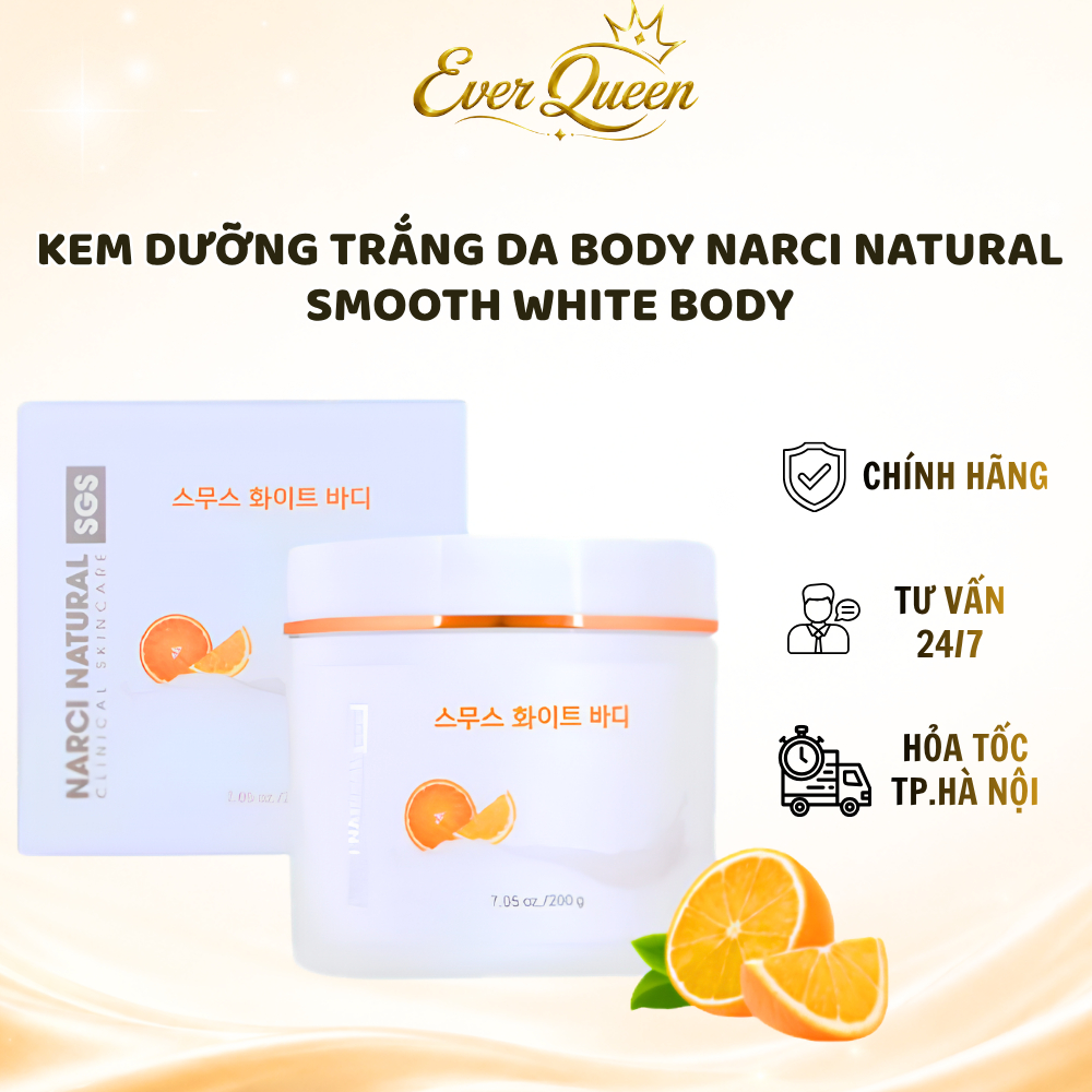 Kem Dưỡng Trắng Da Body Narci Natural Smooth White - Ever Queen