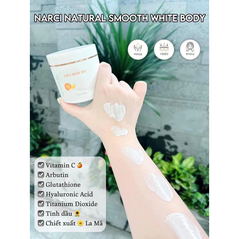 Kem Dưỡng Trắng Da Body Narci Natural Smooth White - Ever Queen