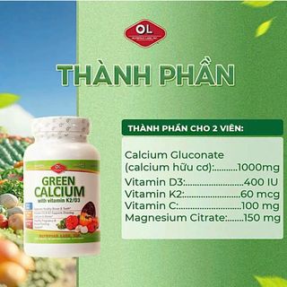[Chính hãng] Green Calcium, Canxi hữu cơ an toàn, dễ hấp thu, không táo bón