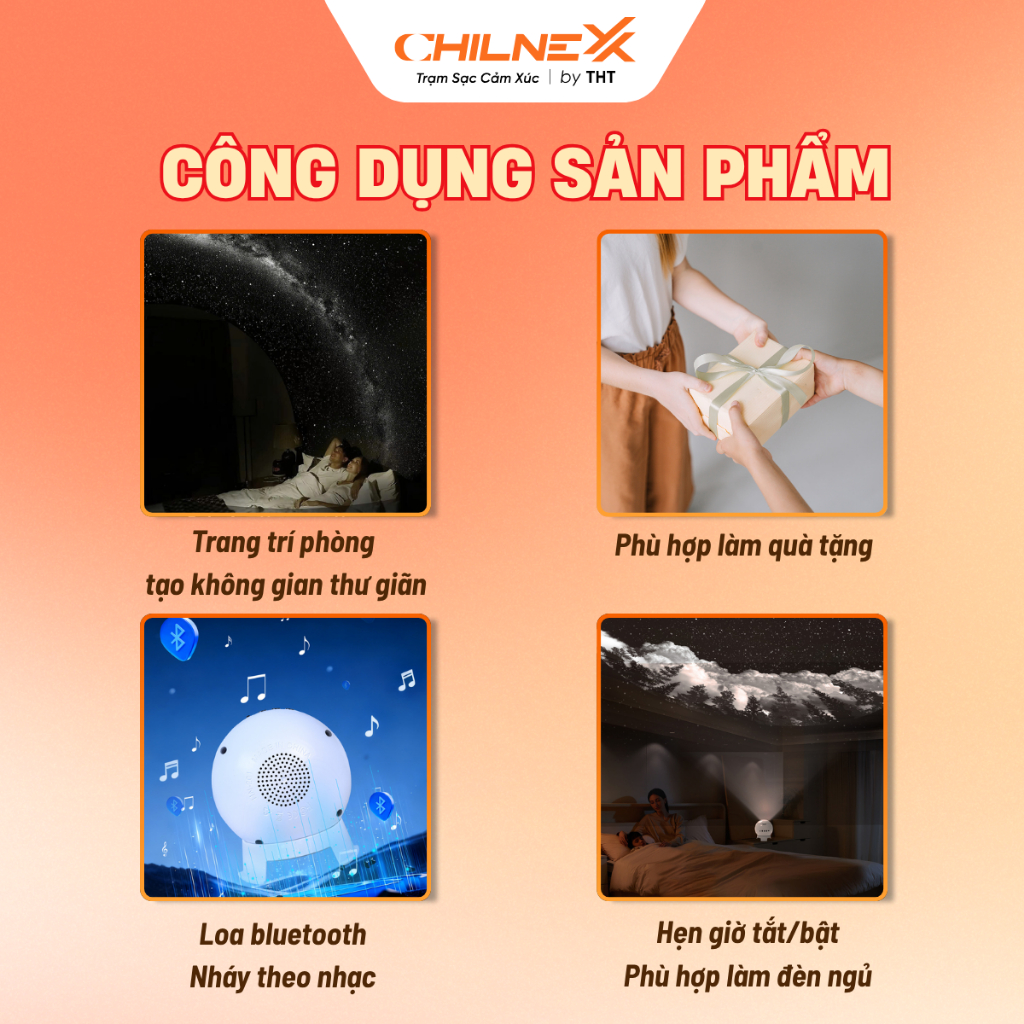 Đèn Thiên Hà V7 Pro CHILNEXX [01] 16 HIỆU ỨNG kết nối bluetooth Đèn thiên hà không gian vũ trụ đèn cho bé đèn ngủ decor