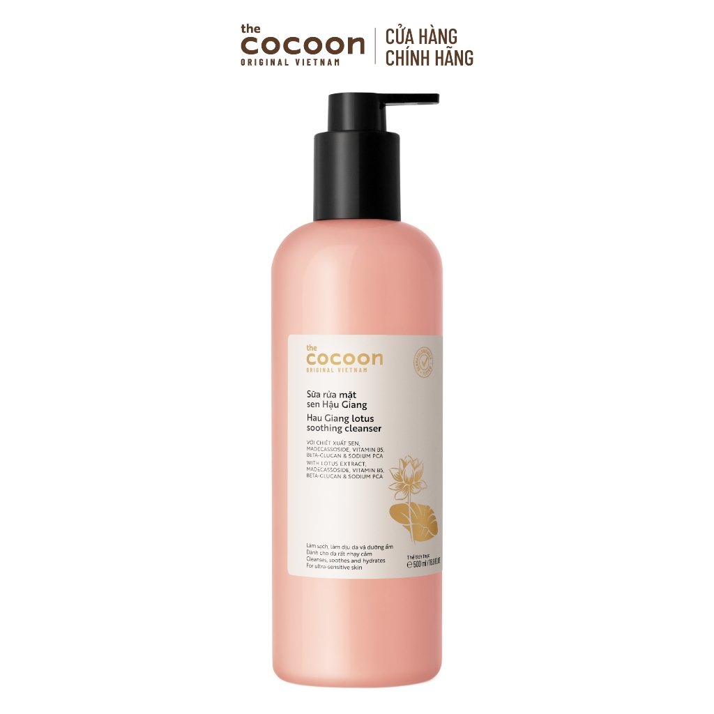 [MUA 2 GIẢM 38%] Combo Sữa rửa mặt sen Hậu Giang Cocoon 500ml + Tẩy trang sen Hậu Giang Cocoon 500ml