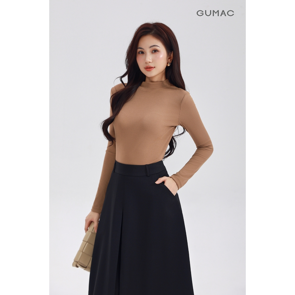 Áo Thun Nữ Dài Tay GUMAC Form Slim Cổ Cao Ôm Vừa Tôn Dáng Chống Nắng LATE0927