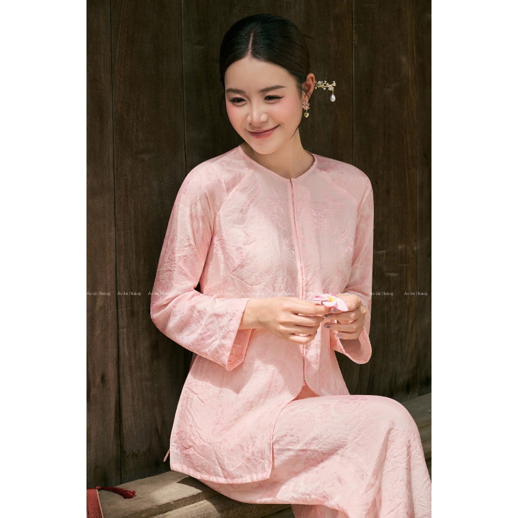 Pháp phục nữ đi chùa, Đồ Lam, Set lụa tơ tằm ánh kim và tiểu thư phù hợp đi chơi đi lễ chùa