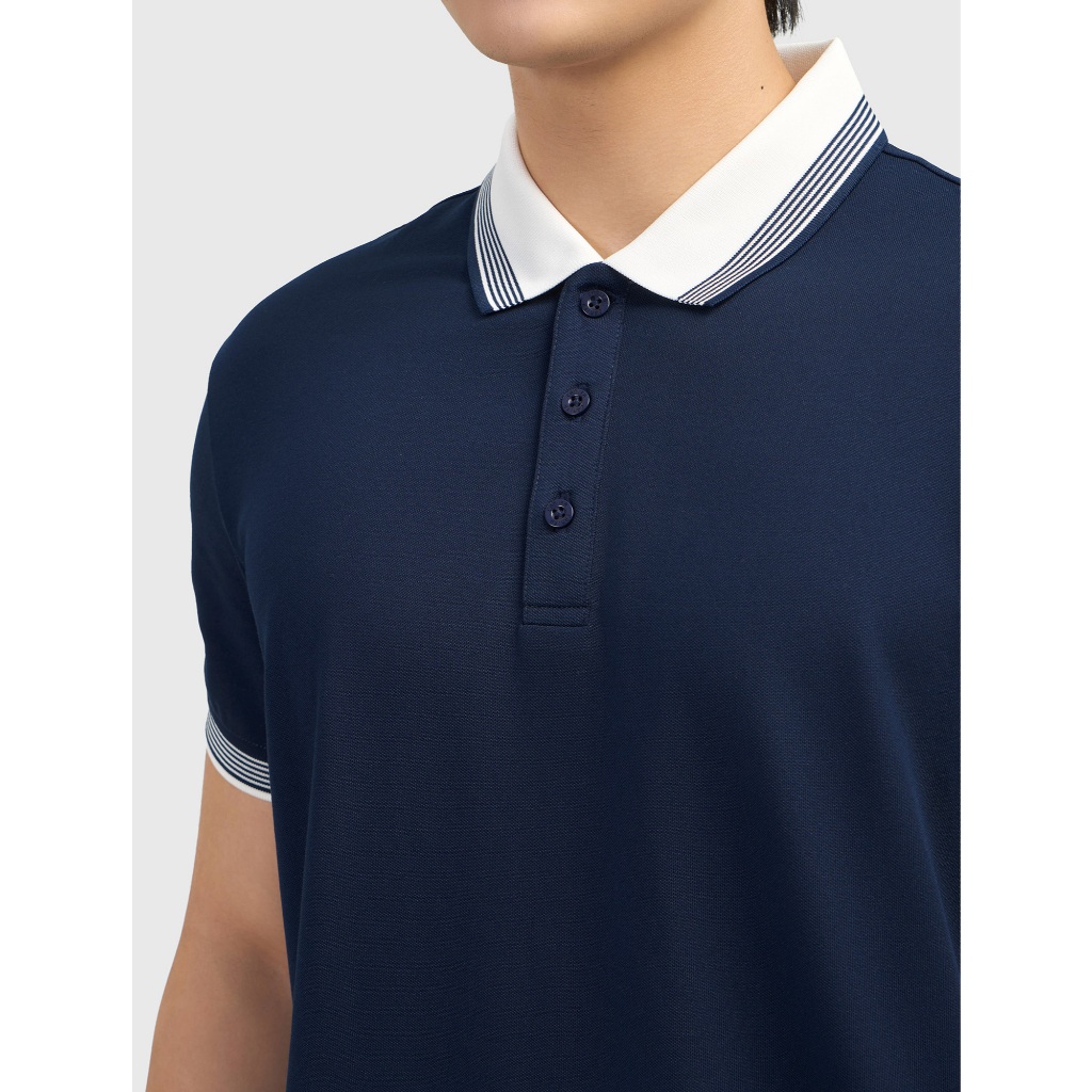 Áo polo nam CANIFA cổ bẻ ngắn tay phối line thanh lịch form rộng vừa 8TP26A004