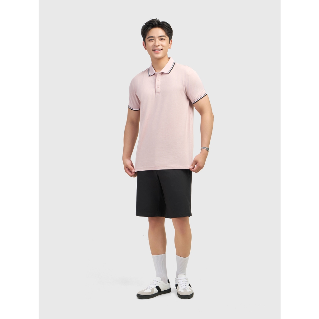 Áo polo nam CANIFA cổ bẻ ngắn tay phối line thanh lịch form rộng vừa 8TP26A004