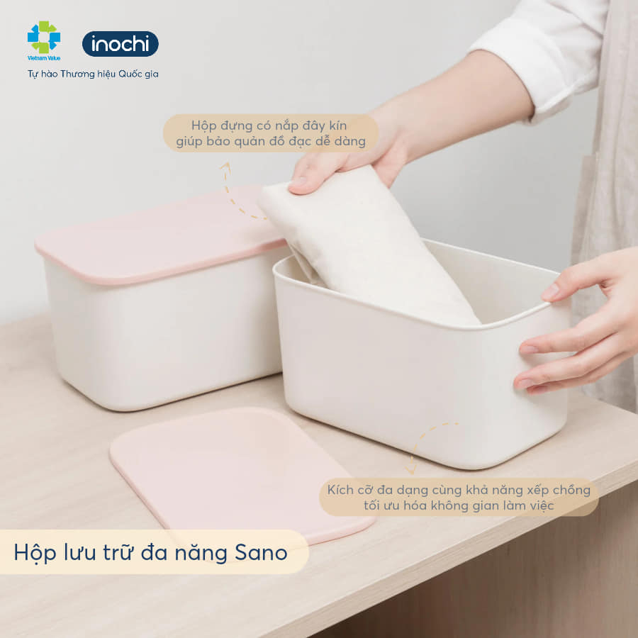 Hộp lưu trữ Có Nắp Đa năng SANO INOCHI, bằng nhựa nguyên sinh, cao cấp, an toàn