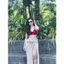 BIKINI QUẢNG CHÂU CAO CẤP - SET BIKINI 3 MÓN ĐỎ RƯỢU MIX ÁO CHOÀNG QUYẾN RŨ, SANG CHẢNH