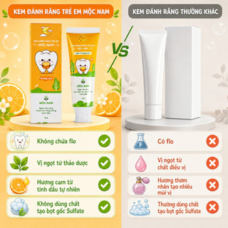Kem đánh răng trẻ em thảo dược Mộc Nam - Không chứa Fluoride, ngừa sâu răng, an toàn khi nuốt