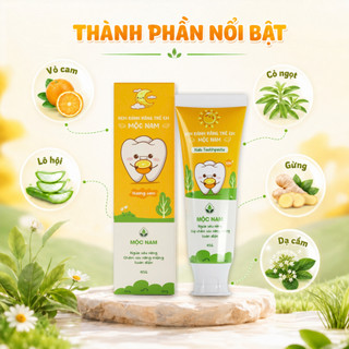 Kem đánh răng trẻ em thảo dược Mộc Nam - Không chứa Fluoride, ngừa sâu răng, an toàn khi nuốt
