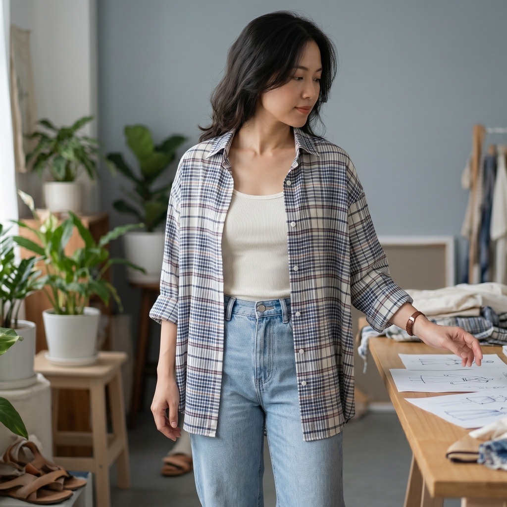 VẢI THÔ KẺ 100% COTTON - MAY SƠ MI, VÁY, RÈM, KHĂN CHẢI BÀN...