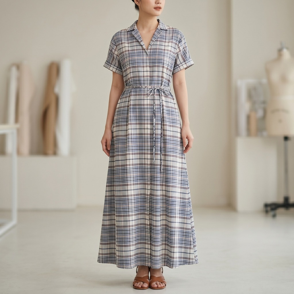 VẢI THÔ KẺ 100% COTTON - MAY SƠ MI, VÁY, RÈM, KHĂN CHẢI BÀN...
