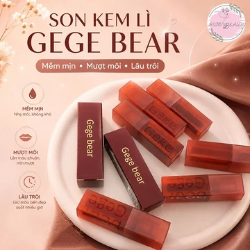 Son Kem Lì Gege Bear Mềm Mịn Lâu Trôi, Son Môi Nhung Lì Không Khô Môi