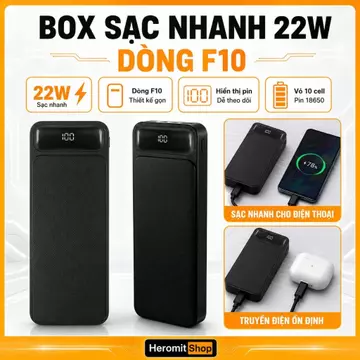 Box Sạc Dự Phòng 18650 loại 10 Cell Sạc Nhanh 22W, Vỏ Sạc Pin Dự Phòng F10
