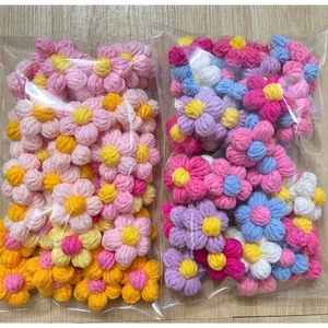 Mới combo hoa len 5 cánh mũi hạt bắp hoa trang trí handmade