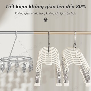 GREENSINDOOR Móc Treo 20 Kẹp Phơi Quần Áo, Giá Treo Quần Áo Chống Gió 20 Kẹp Bằng Thép Không Gỉ, Tiết Kiệm Không Gian