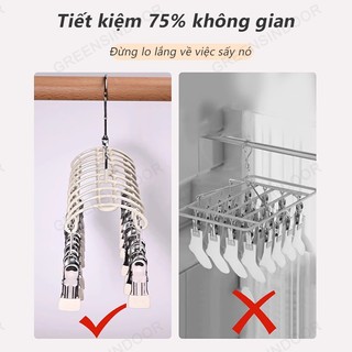 GREENSINDOOR Móc Treo 20 Kẹp Phơi Quần Áo, Giá Treo Quần Áo Chống Gió 20 Kẹp Bằng Thép Không Gỉ, Tiết Kiệm Không Gian