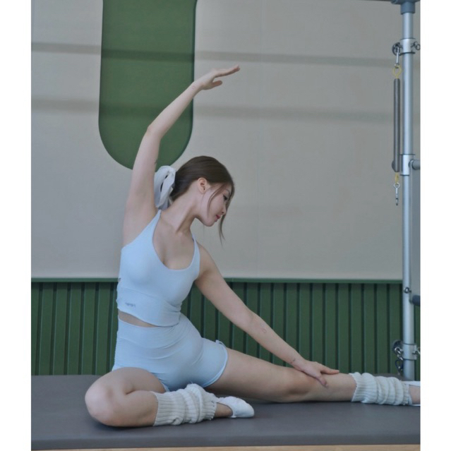 Set Đồ Tập Yoga Gym Nữ Áo Bra + Quần Short Dây Rút Cạp Cao Màu Pastel – Chất Thun Lạnh Co Giãn 4 Chiều