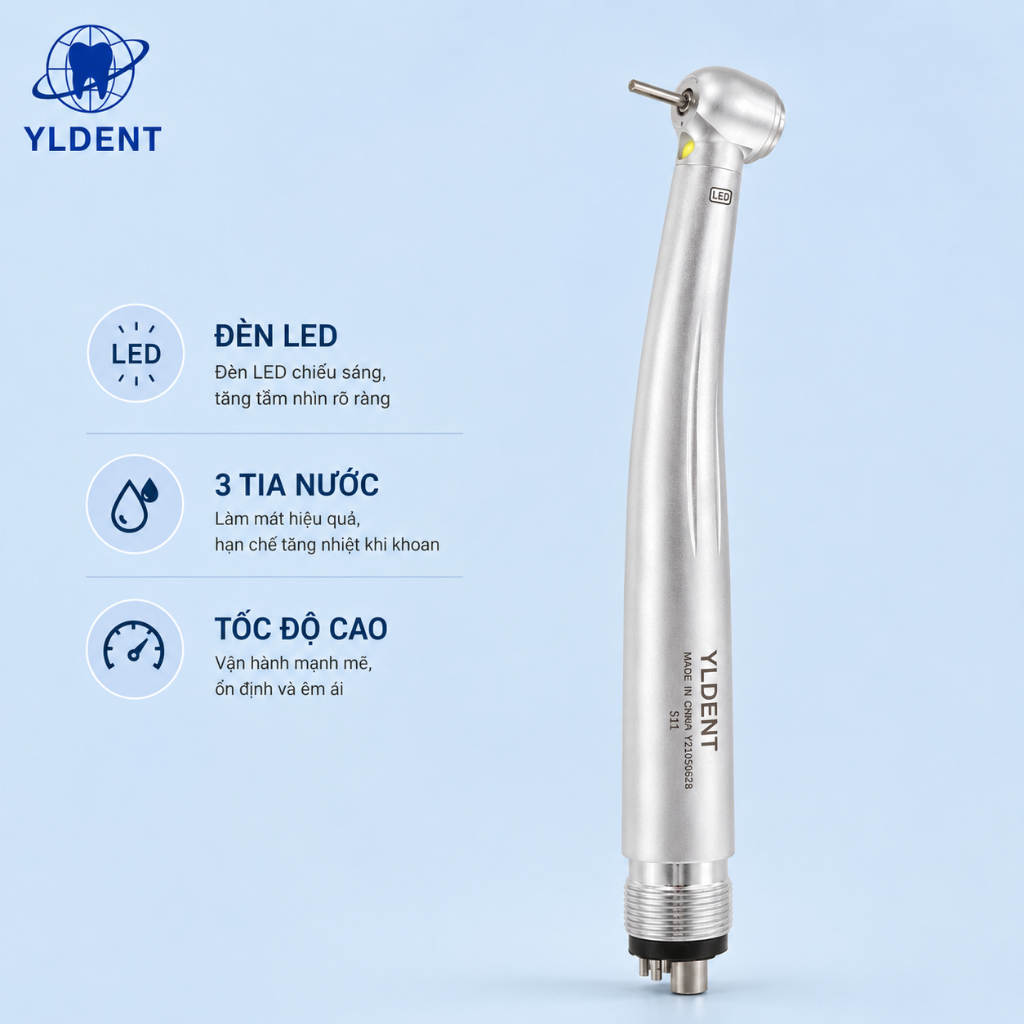 Tay khoan nhanh YLDENT S11 có đèn 3 tia nước