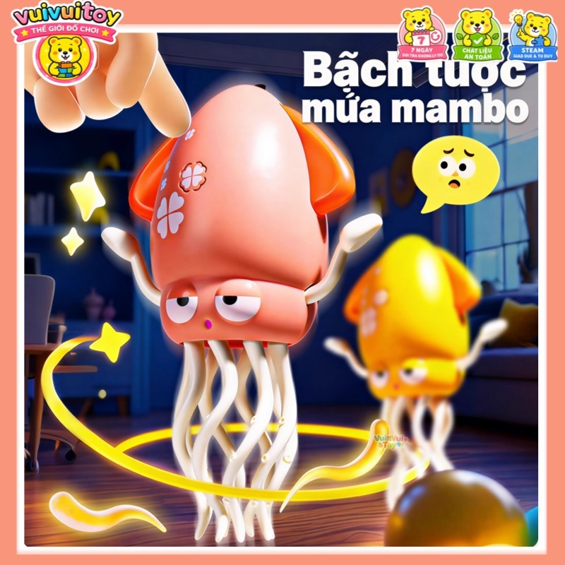 Bạch tuộc nhảy múa điện tử – Đồ chơi câu cá giải trí cho trẻ em, kèm cần câu và pin