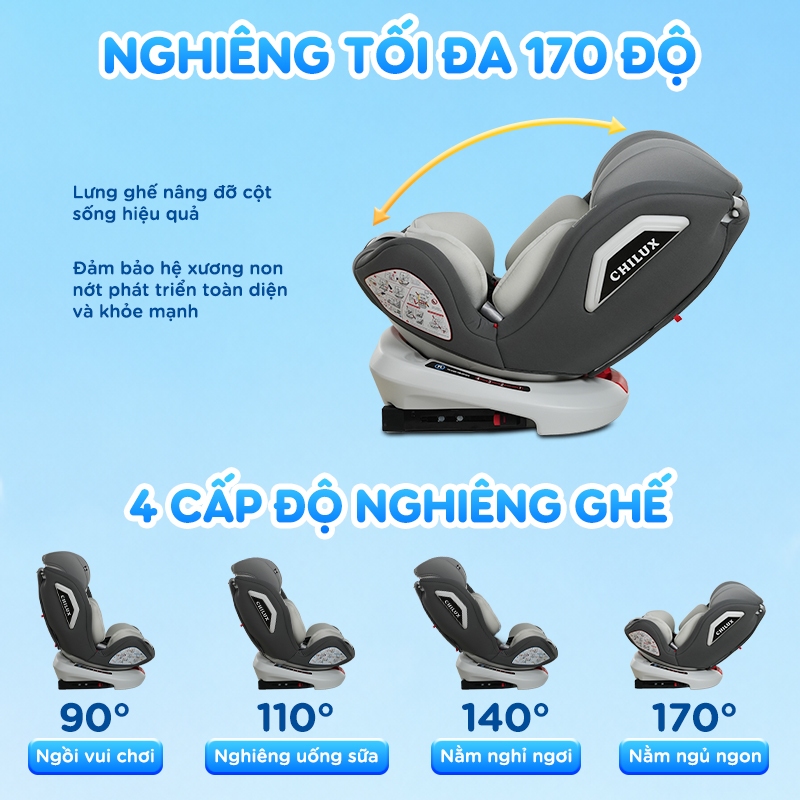 [HÀNG SẴN] Ghế ngồi ô tô cho bé CHILUX ROY 360 I CS008 An toàn, tiện lợi cùng bé đồng hành trên mọi nẻo đường