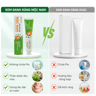 Kem đánh răng thảo dược Mộc Nam - Giảm hôi miệng, trắng sạch tự nhiên, không chứa Fluoride