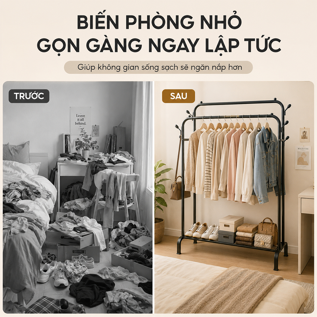 Giá Treo Quần Áo Cao Cấp Thép Cacbon Kệ Treo Quần Áo Bằng Thép Tiện Lợi