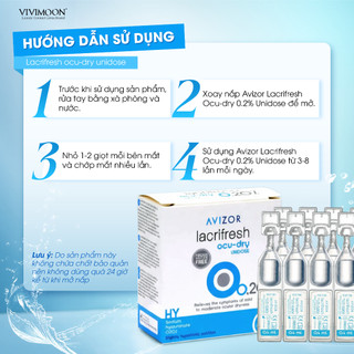 Dung dịch nước nhỏ mắt nhân tạo AVIZOR LACRIFRESH OCU-DRY 0,2% UNIDOSE, dạng tép, làm dịu mắt khô, không chất bảo quản